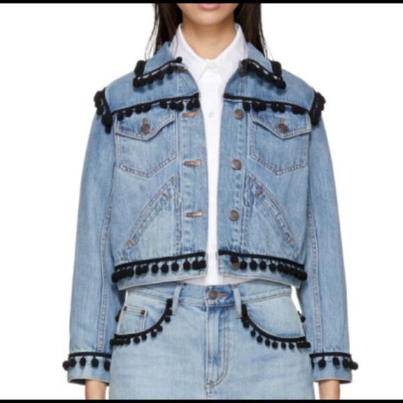 NWT Marc Jacobs Indigo Denim Pom Pom Jacket - Picture 2 of 10